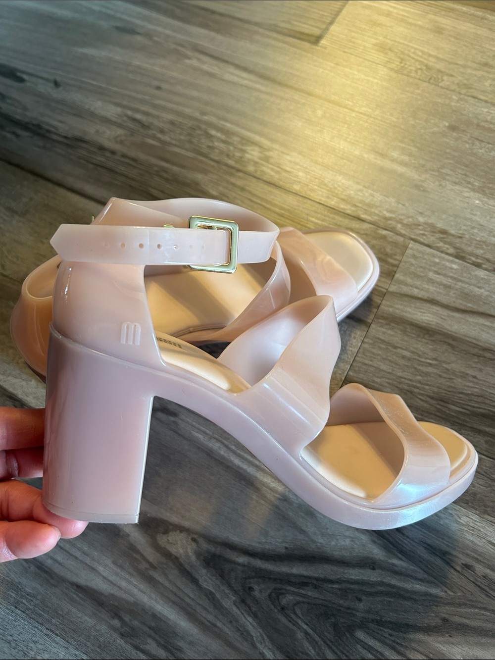 Melissa Pink Strappy Block Heel Sandals